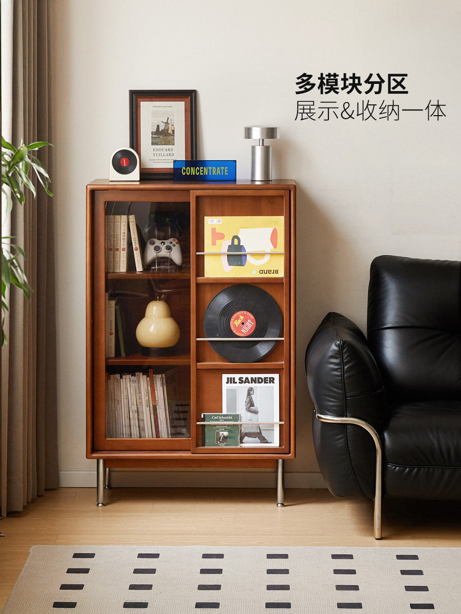 实木边柜客厅包豪斯展示柜中古风收纳储物柜移门书柜